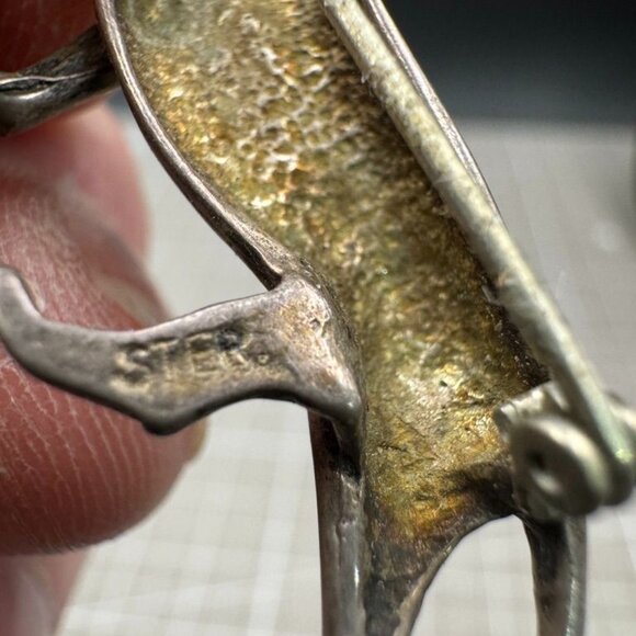 Antique Sterling Silver Miniature Standing Panther Brooch C Clasp - Picture 5 of 5